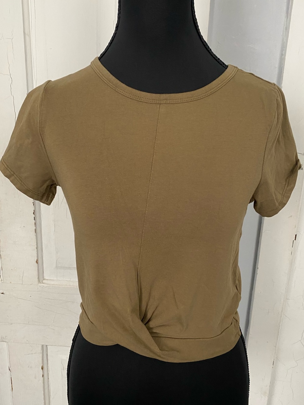 Fashion Nova Olive Twist Hem Short Sleeve Tee